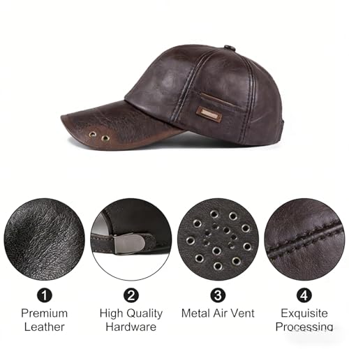 Gorra de béisbol de cuero cálido resistente al viento y agua miniatura 4
