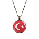 Material: Metall/Glas WeAreAwesome Türkei Flagge Halskette - Türkiye Länderkette mit Fahne Anhänger Unisex Kette