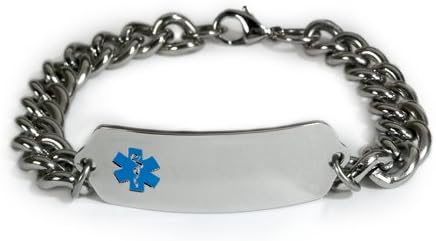 Taking PRADAXA Medical ID Alert Bracelet with Embossed Emblem and Wide Chain. Style: Classic Wide, Premium Series.