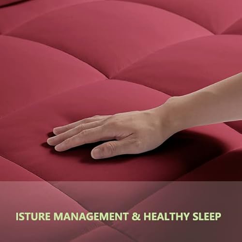 Amgui King Comforter Set 3 Pieces - Goose Down Alternative With 2 Pillow Shams - Extra Thick - Soft And Comfortable - Machine Washable (King,Burgandy) #TOP4