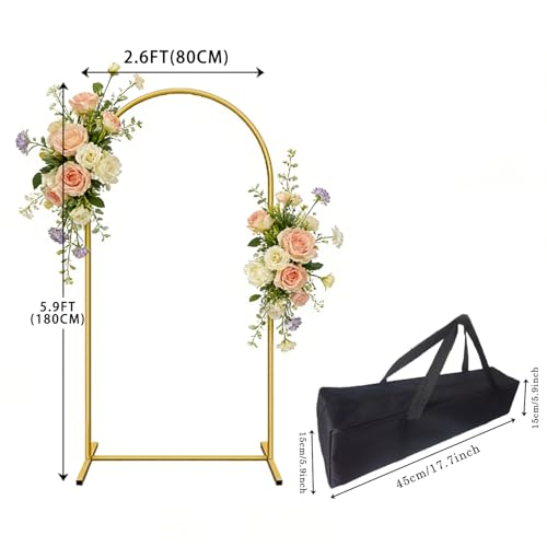 YOPINCO Gold Metal Arch Backdrop Stand for Weddings with Bag, 2.6 x 6 Ft by YOPINCO - Used condition - Image 3