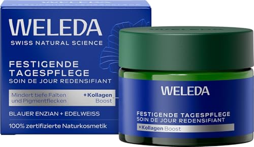 WELEDA Bio Festigende Tagespflege Blauer Enzian & Edelweiß - Naturkosmetik Natural Anti Aging Gesichtscreme/Feuchtigkeitscreme mindert tiefe Falten & reduziert Pigmentflecken (vegan, 40ml)