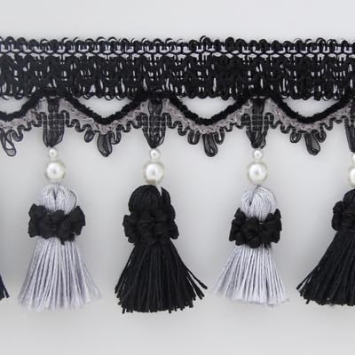 Dentelle de rideau, pompon de garniture de frange, ruban de garniture de pompon de frange perlée de 1 mètre pour rideaux, coupe de dentelle, décoration de rideau de maison, nappe de couture, bord de
