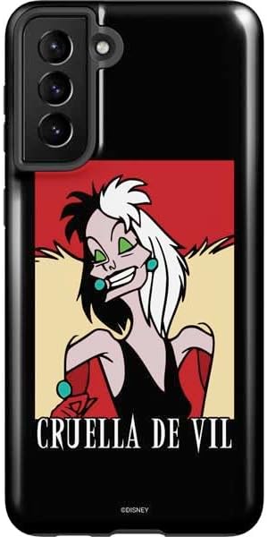 Skinit Pro Phone Case Compatible with Galaxy S21 Plus 5G - Officially Licensed Disney Cruella (2021) Animated Pattern Design