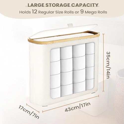 Almacenamiento de papel higiénico cesta de suelo para 12 rollos en baño de casa 3