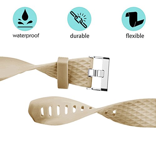 POY Replacement Bands Compatible for Fitbit Charge 2, Special Edition Adjustable Sport Wristbands, Small Tan