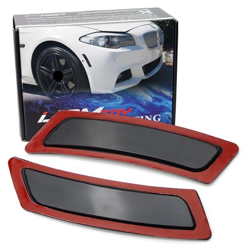 iJDMTOY Black Smoked Lens Front Bumper Side Markers Compatible With 2011-16 BMW F10/F11 5 Series 525i 528i 530i 535i 545i 550i M5, Replace OEM Amber Reflector Assy