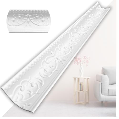 Molduras de estuco de XPS de poliestireno – listones de techo blancos de 1m – molduras para estuco de techo y decoración de pared – ligeras molduras decorativas de poliestireno suave y puro (V01-08) 8
