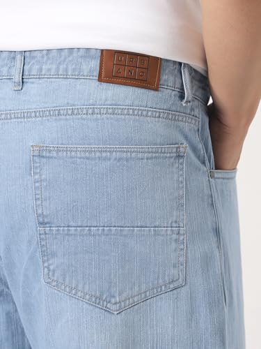 Image of Urbano Plus Men's Loose Baggy Fit Washed Denim Jeans Non-Stretchable
