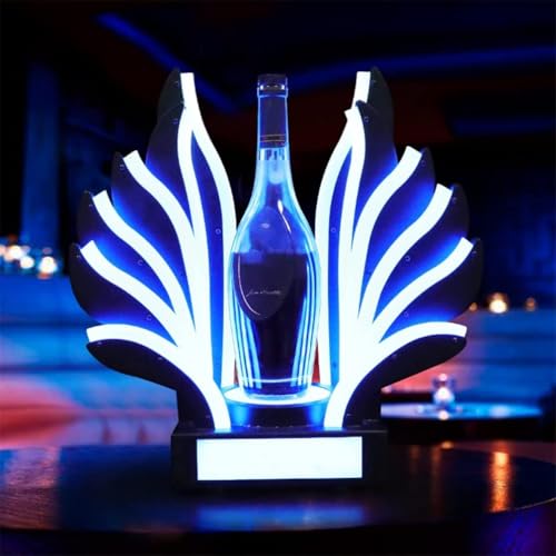Champagne Bottle Presenter Rechargeable Flashing Colored Light Whisky Drinkware Holder Peacock Tail LED Luminous Wine Bottle Holder(Color:OneColor) - Thumbnail 2