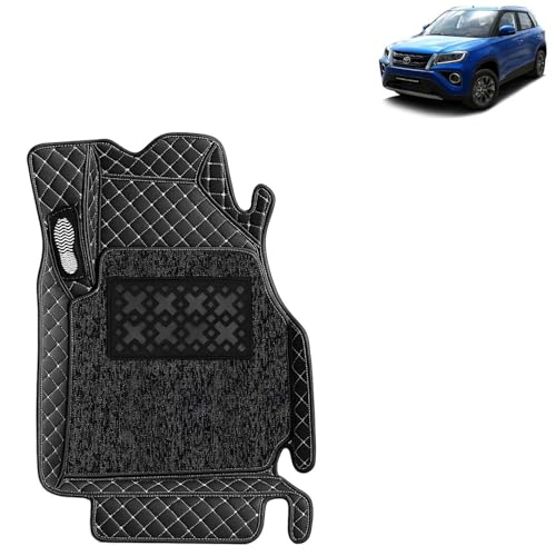 Image of KINGSWAY Accessories Premium 7D Car Foot Mats Only Compatible with Toyota Urban Cruiser (Year 2020 to 2023) All Model, Set of 3 Pcs, 100% Waterproof & Washable Luxury 7D Car Floor Mats, Classic Black
