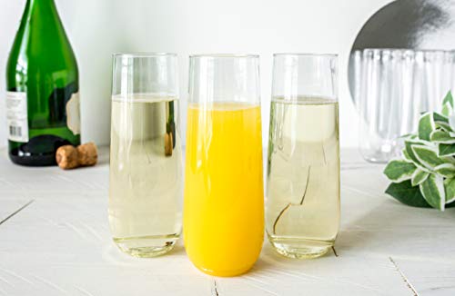 Set Of 10 Classic Flute Champagne Stemless Glasses (10 Ounce) - Toasting Sparkling Wine / Wedding Flutes #TOP3