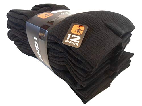 AND1 12 Pairs Black Crew Socks Mens Size 6-12.5 and 12