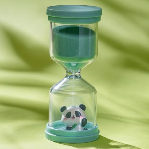 5 Minute Sand Timer,Plastic Hourglass Timer in Macaron Green with Panda Pattern,Hour Glass with...