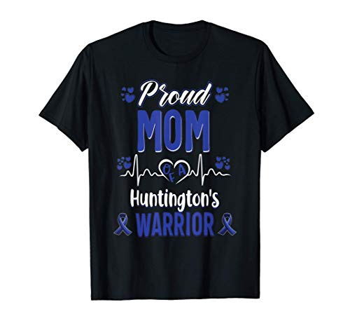proud Mom Huntington's warrior awareness ribbon Blue Camiseta