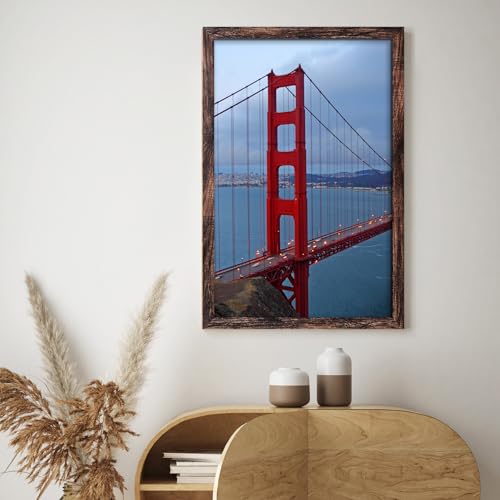 Image of BESCRCL 20x30 Picture Frame Brown, Poster Frames Wall Hanging, Display Pictures 20 x 30 without Mat, 1 Pack