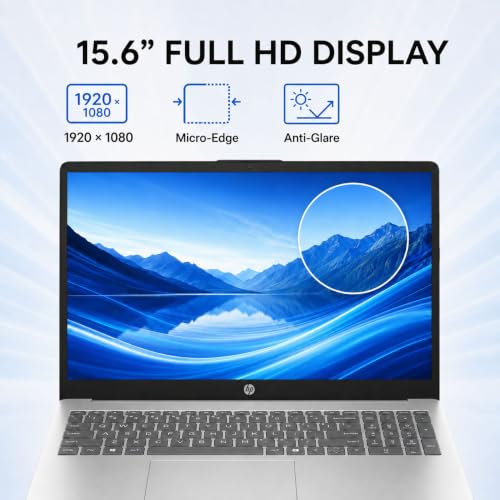 Image of HP 15.6 inch Full HD Anti-Glare Laptop, Intel Core 7 150U 10-Core CPU, 16GB DDR4 RAM, 1TB PCIe SSD, Wi-Fi 6, Bluetooth 5.4, USB-C, Numeric Keypad, Webcam Privacy Shutter, Windows 11 Home, WOWPC USB