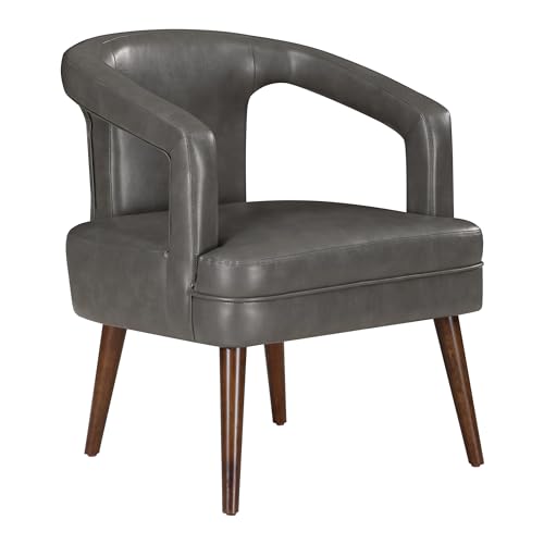 Osp Home Furnishings MSN-PD26 Mason Modern Accent Reception Chair, Pewter Faux Leather cover