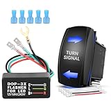 Nilight Turn Signal Switch with Flasher Relay Kit 4PIN ON Off ON Rocker Switch w/Blue LED Laser Etched SPDT Toggle Switches 12V 20A 24V 10A Jumper Wires for ATV UTV Tractor Motorcycle