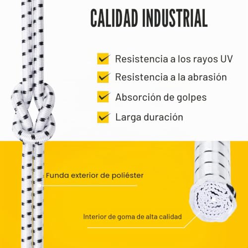 Miniatura 4 de Kamu Synber Cuerda Elástica 4mm X 5m Cuerda De Goma Elastica Para Lona, Remolque, Piscina, Pulpos Blanco Negro