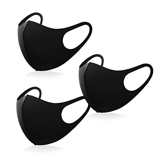 Yolo Studio Super Light Thin Breathable Washable Reusable Face Covering Protective Gear Selection (Pack of 3, Black)