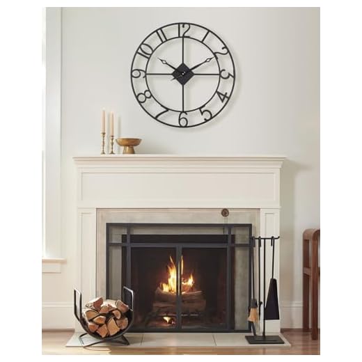 Large Wall Clock for Living Room, 24 Inch Black Metal Wall Clocks Battery Operated Silent Non-Ticking, Moden Industrial Decorative Skeleton Analog Indoor Outdoor Clock for Bedroom, Kitchen, Patio