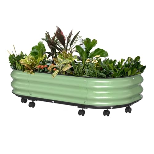 Cama Elevada Huerto para Terrazas y Jardines con Ruedas y Estructura Ovalada Segura