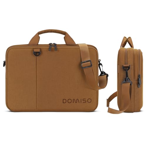 DOMISO 14 inch Laptop Bag Business Briefcase Water-resistant Notebook Messenger Shoulder Bag for 14" MacBook Pro/HP Stream 14 Chromebook 14/IdeaPad ThinkPad/ZenBook,Brown4