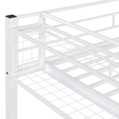 Image of Bellemave Twin Size loft Bed with Storage Stairs and Upper Grid Storage Shelf, Metal Twin Loft Bed Frame for Adults, Kids, Teens, White