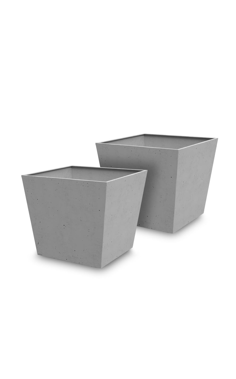 Keter Set de 2 Maceteros de Exterior Polyal Betón, Cuadrado,Capacidad 73.5L | 48x48x43 cm,Polialuminio con Apariencia de Hormigón,Color Gris