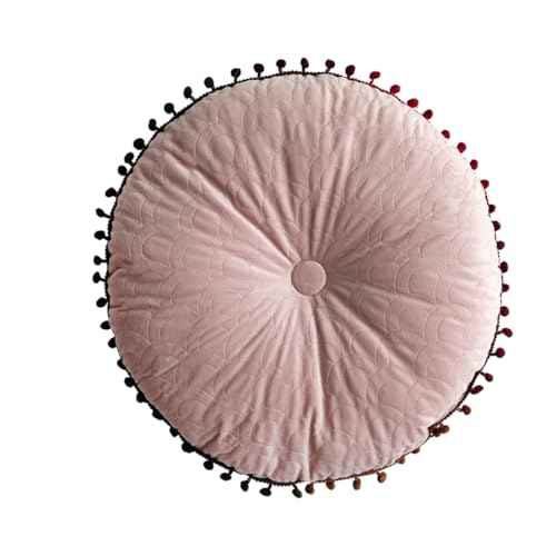 DOTBUY-SHOP Samt Sitzkissen, Rund Retro Sitzkissen Widerstandsfähige & Robuste Stuhlkissen Kinder Komfortabel Sitzpolster für Garten, Büro (40X40cm,Rosa)