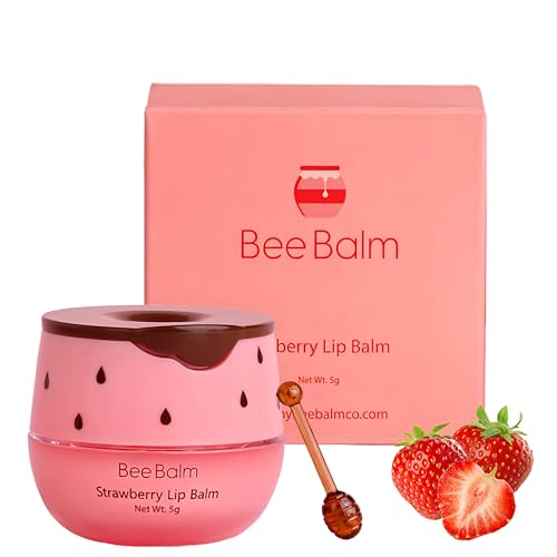 Original My Bee Balm Lip Balm - Strawberry Hydrating Balm Honey Pot for Dry, Chapped & Cracked Lips with Propolis, Honey & Vitamin E - Soften, Smooth & Reduce Lip Lines