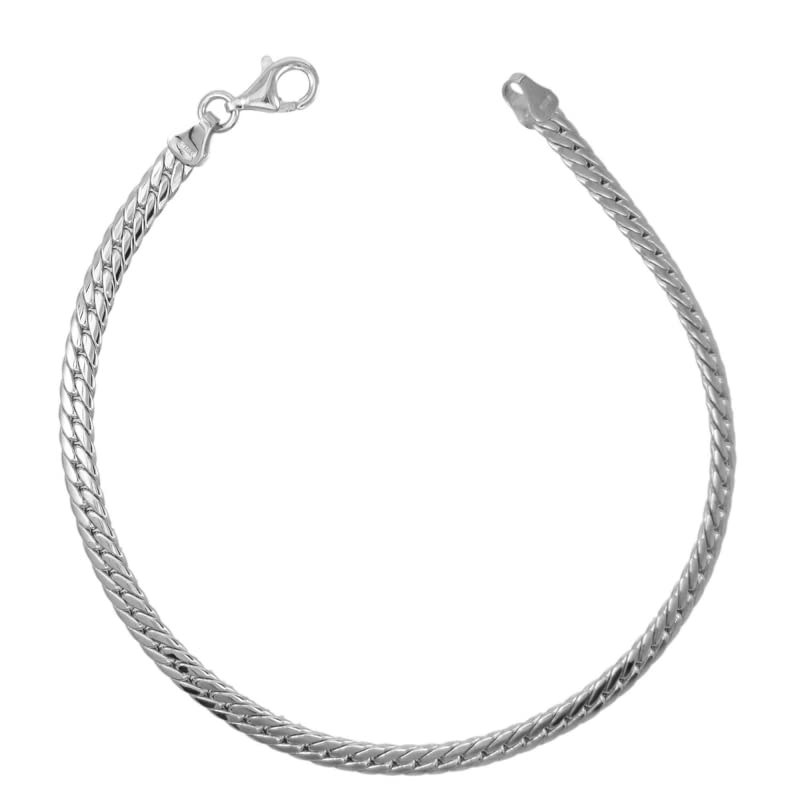 Bracelet Femme Or Blanc Véritable - Maille Anglaise