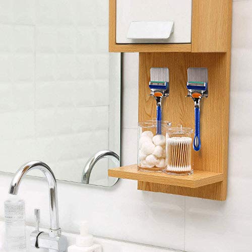 Life Creator Razor Holder Plug Holder Hook with Self Adhesive - Brushed Stainless Steel (4 Pack) - Thumbnail 6
