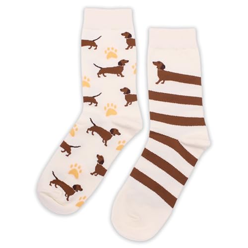 EJGFS Dachshund Themed Funny Socks Gifts for Dachshund Lovers Dog Lovers Friends Family International Dog Day Birthday Christmas Thanksgiving Valentines Day Easter etc. (020)