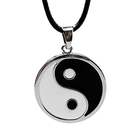 gazechimp Aço Inoxidável Fosco Terminado Yin Yang Colar De Pingente De Corrente De Couro PU