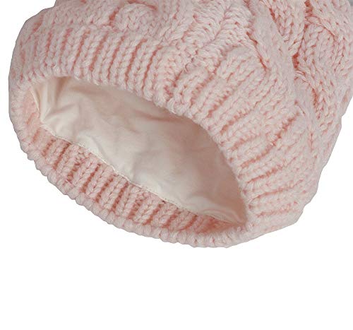 Newborn Winter Beanie Hat Gloves Set For Baby Girls Boys, Infant Toddler Warm Knitted Hat Gloves, Unisex-Baby Beanies (0-6 Months, Pink & White) #TOP3