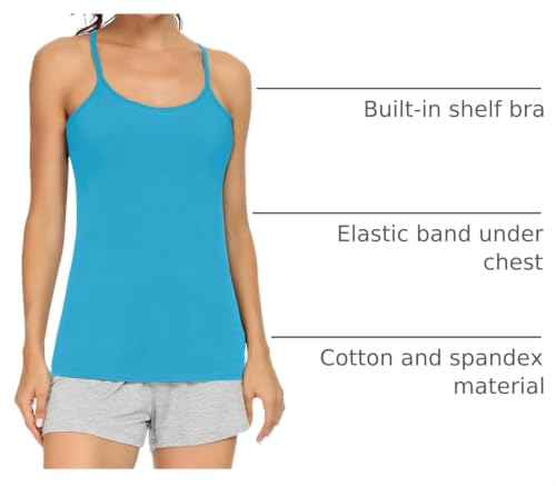Image of Orrpally Women Cotton Camisole Shelf Bra Cami Tank Tops Adjustable Spaghetti Strap Tank Top 3-Pack