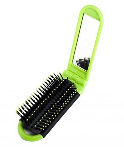 LOUISE MAELYS Portable Folding Hair Brush with Mirror Compact Pocket Hair Comb for Travel Gift Idea