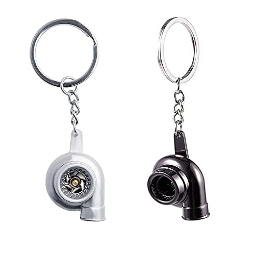 Creativo Llavero Colgante Turbo de Moda Llavero Modelo de Autopartes Llavero,Llavero Colgante Moto Llavero Creativo con Diseño para Las Llaves Del Coche,La Casa y Del Apartamento 2pcs (Negro y Plata) Cover