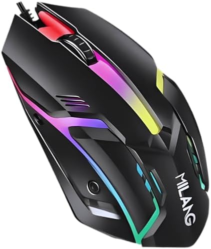 OEM Black Wired Lightweight Pro Gaming Mouse for PC/Mac/Laptop, 1200 DPI Sensor, Optical and Ergonomic, 7 Color Changing RGB Backlight, Right + Left Handed w/ 3 Buttons