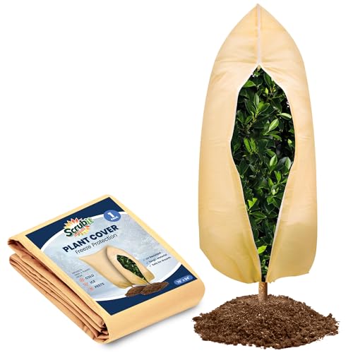 SCRUBIT Plant Covers Freeze Protection, 78" W x 94" H Frost Cloths for Outdoor Plants Fruit Trees & Shrubs with Zipper and Drawstring, Thick Winter Plant Covers - Tree Frost Blankets