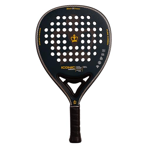 Black Crown - Pala de pádel Iconic Crown - Carbono 3K - Goma Soft EVA Black - Forma híbrida - Control 50% y Potencia 50% - Jugadores intermedios y avanzados - Peso 360-370g ⭐