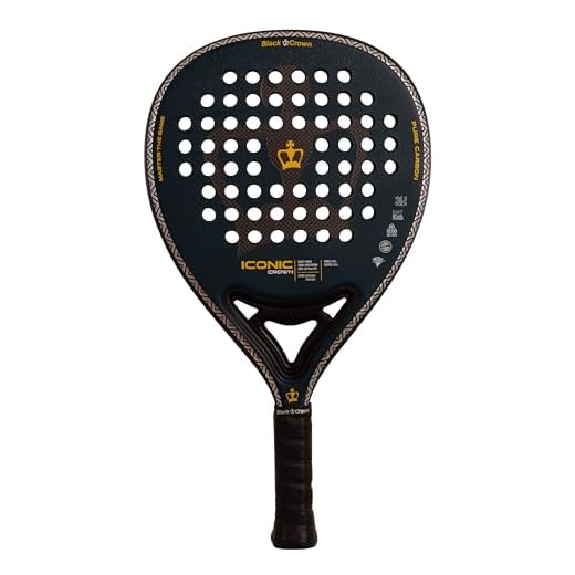 Black Crown - Pala de pádel Iconic Crown - Carbono 3K - Goma Soft EVA Black - Forma híbrida - Control 50% y Potencia 50% - Jugadores intermedios y avanzados - Peso 360-370g
