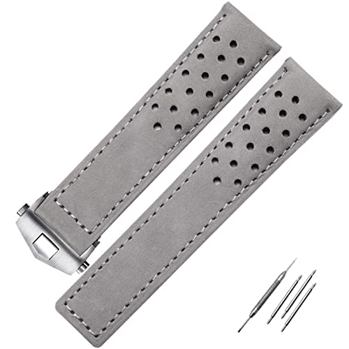 Bracelet de montre en cuir véritable de vachette avec boucle pliante élégante