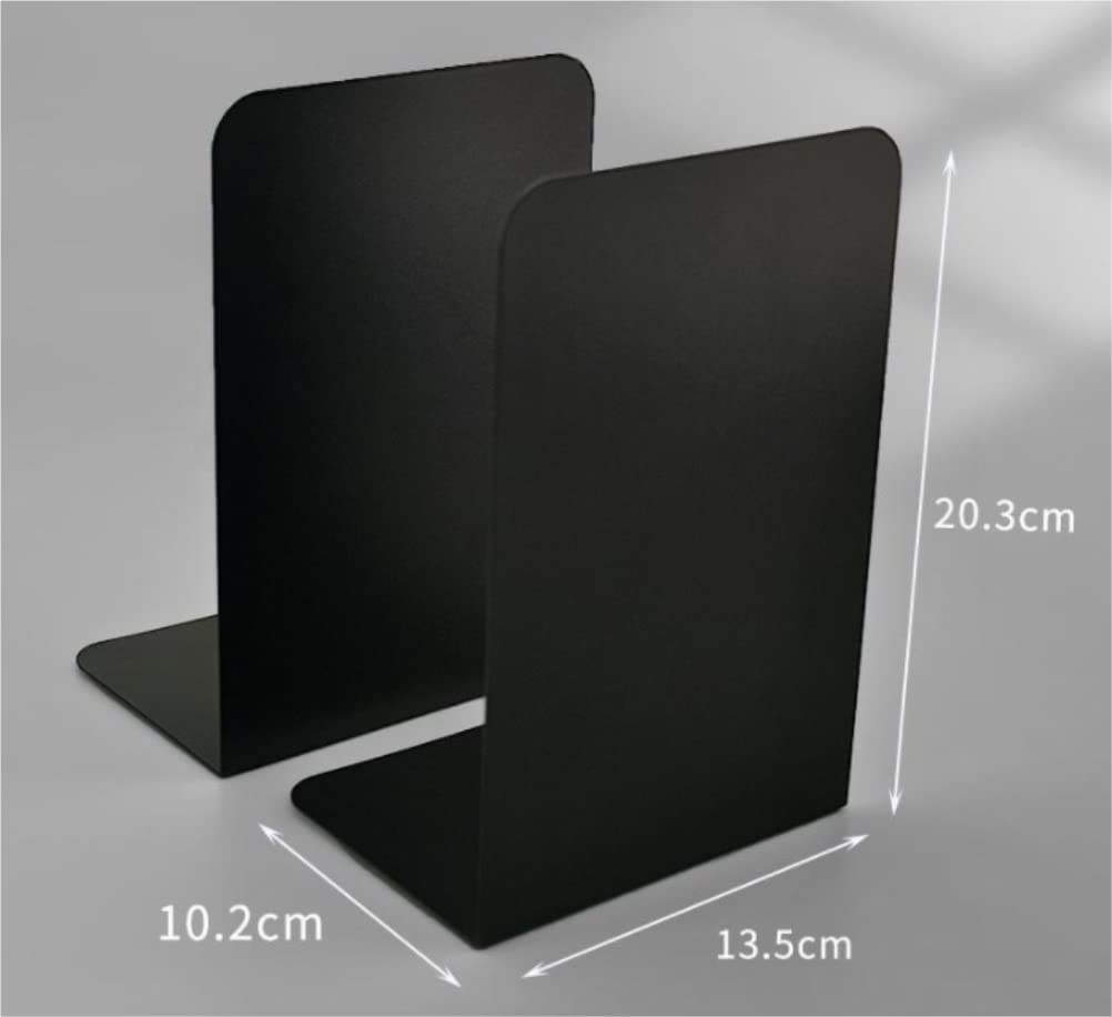 Fermalibri in metallo, 1 paio di fermalibri da scrivania, per ufficio, casa, libri, moderno, nero, supporto per mensola, elegante decorazione per casa e ufficio