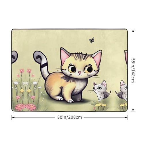 Tapis en flanelle résistant aux taches grand format motif chat