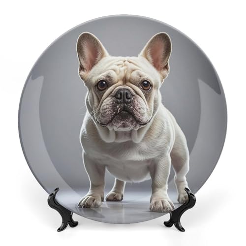 Plato Decorativo French Bulldog de Porcelana Ósea 7 in miniatura 1