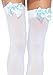 Leg Avenue Women's Satin Bow Accent Thigh Highs, White/Light Blue, One Size