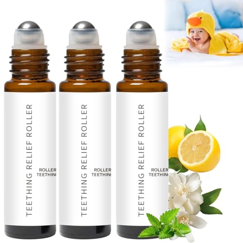 Velaria Teething Roller All Natural for Babies 3Pcs, Velaria Baby Teething Oil Relief Roller, Natural Relief